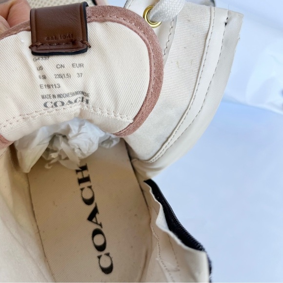 COACH C220 High Top Sneaker Leather Mesh Black White Pink Wedge Women’s 6.5 - Picture 11 of 11